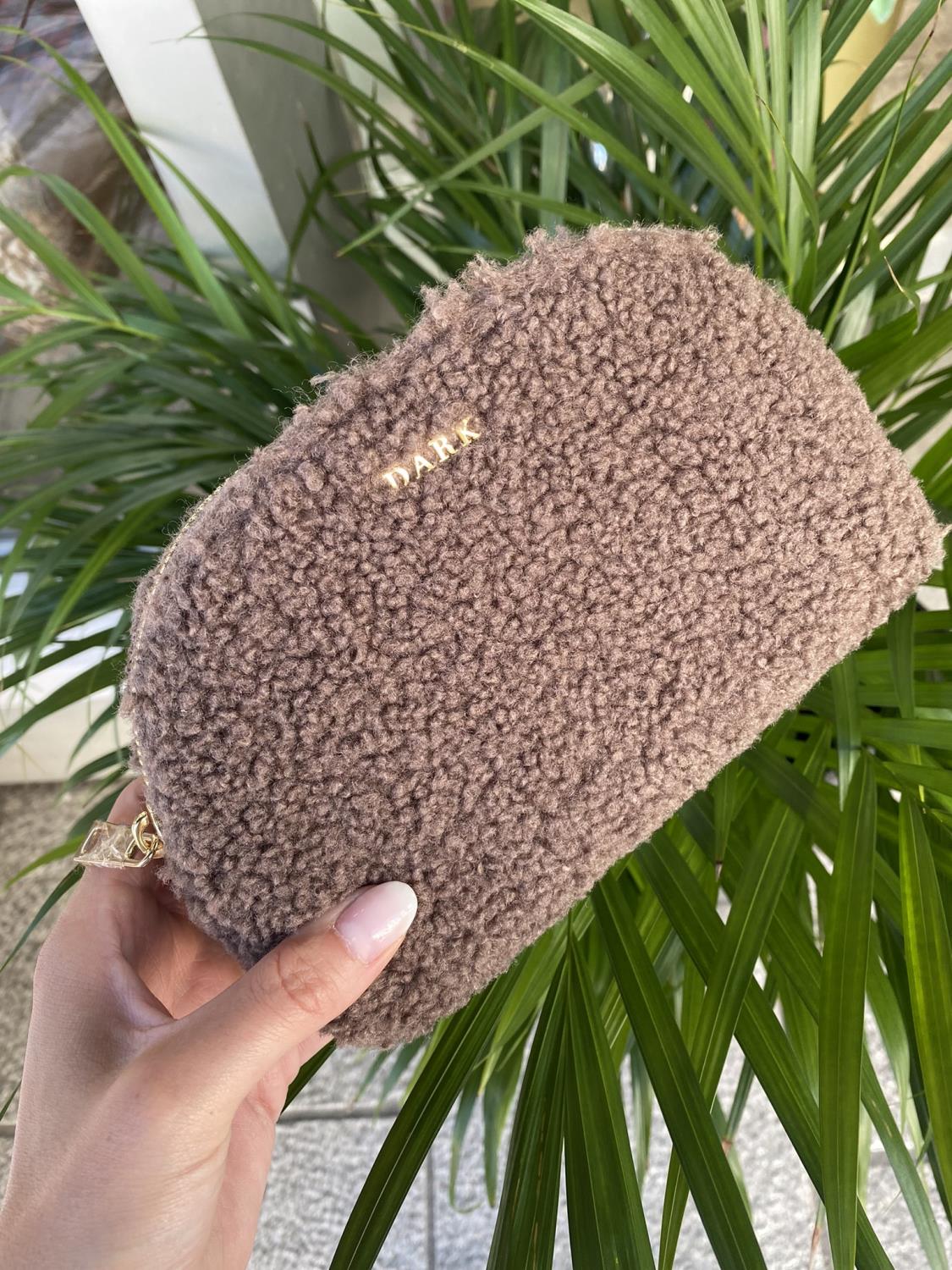 Dark Teddy Make-up Pouch Warm Taupe