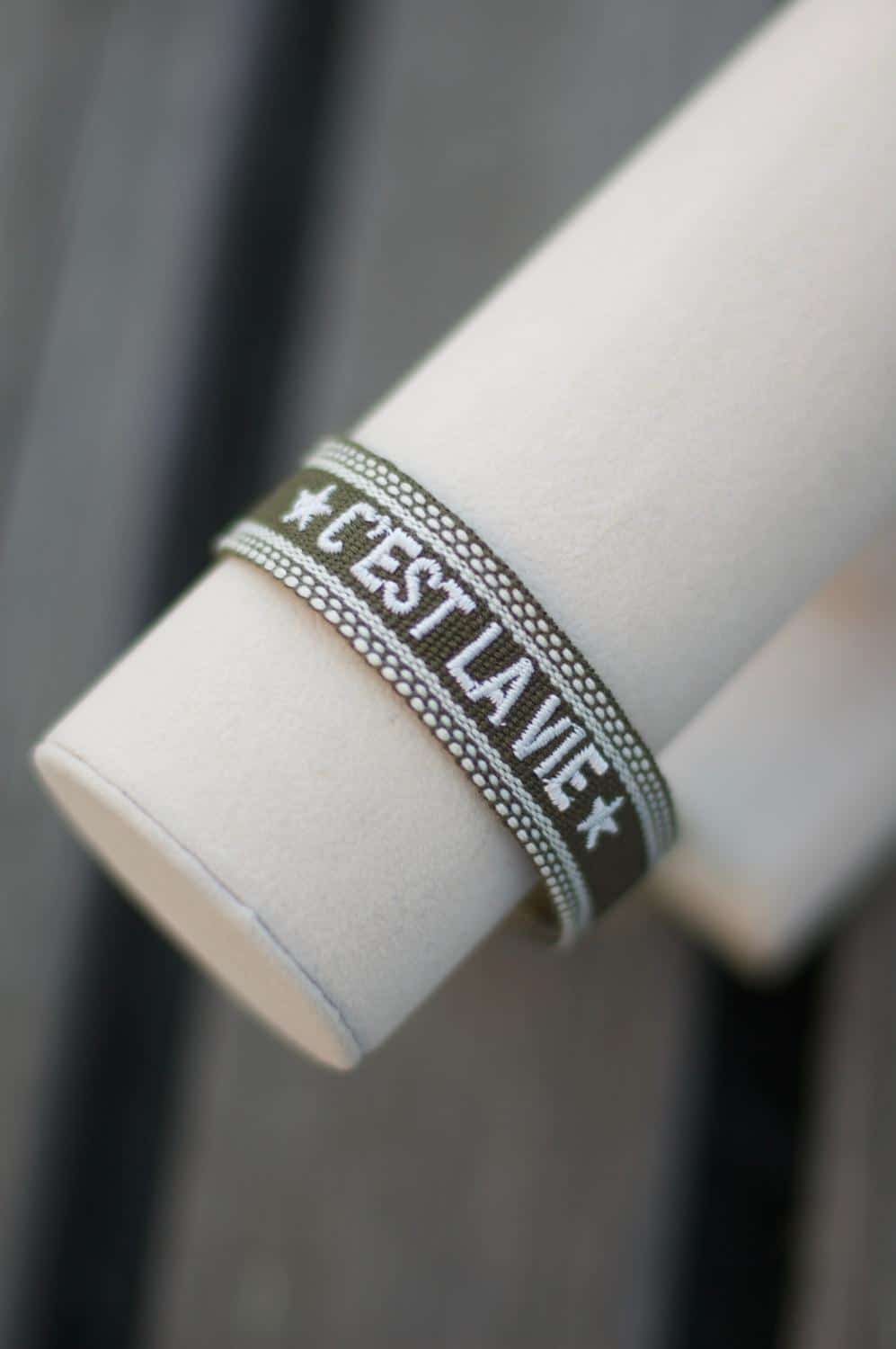 Dark Woven Friendship Bracelet "C`est La Vie" Army
