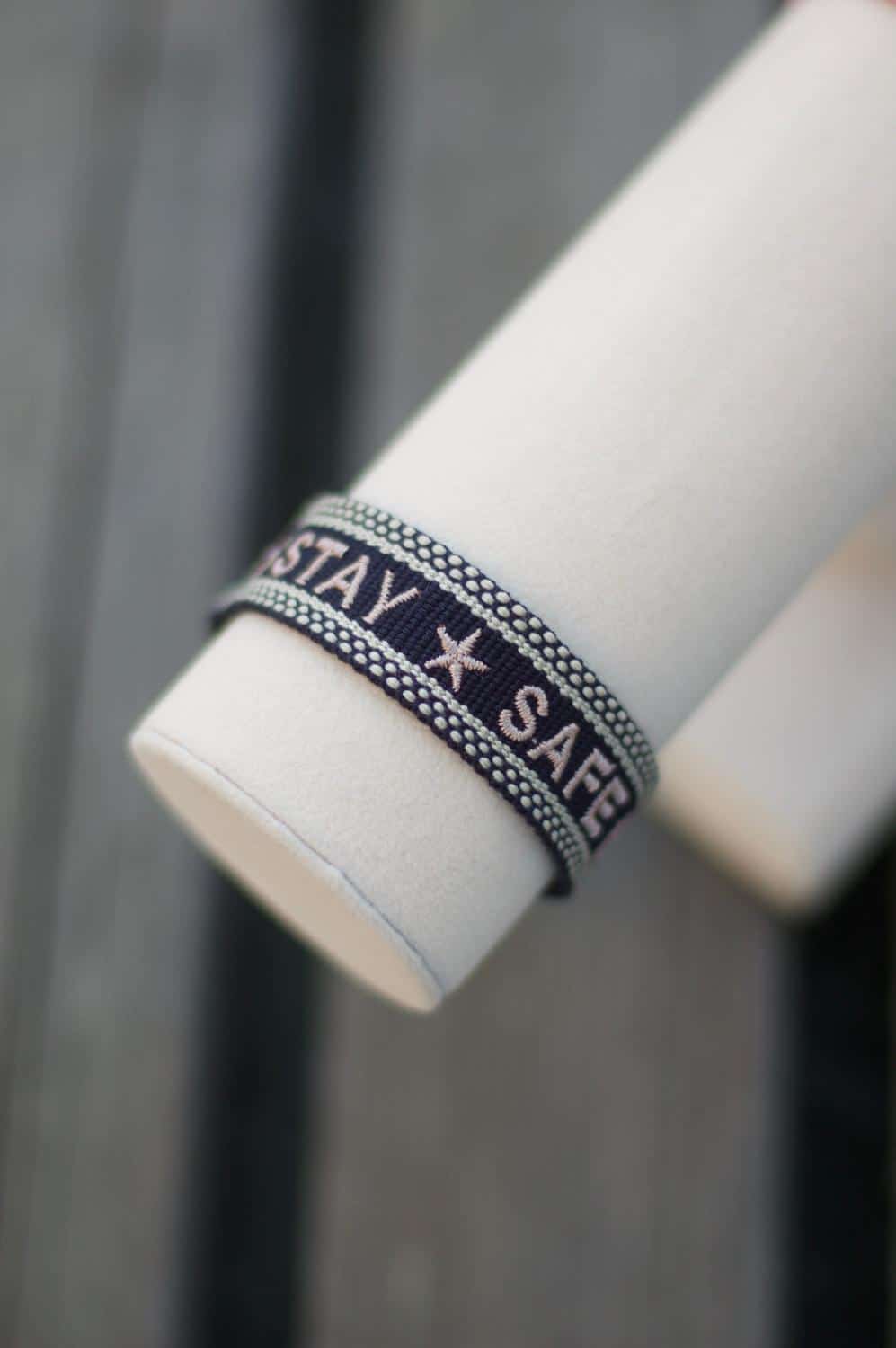 Dark Woven Friendship Bracelet "Stay Safe" Navy