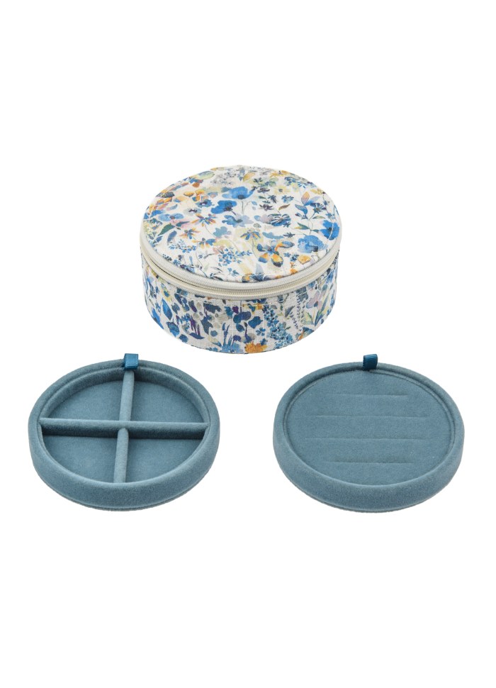 Emilia By Bon Dep Round Box Felda Blue Linen
