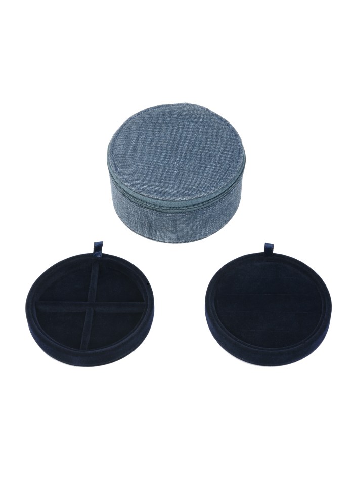 Emilia By Bon Dep Round Linen Blue