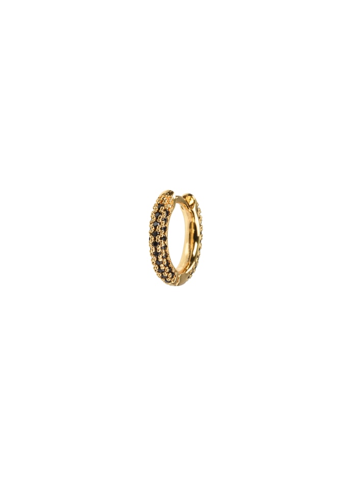 Emilia By Bon Dep Small Black Hoops Covered