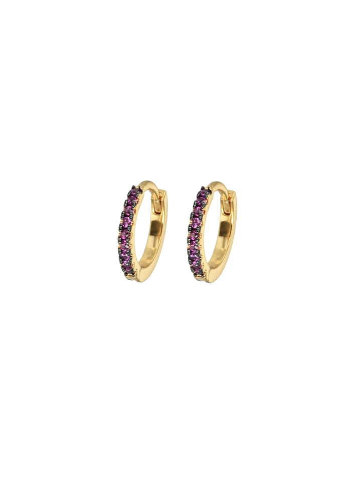 Emilia By Bon Dep Small Hoops Ink Cerise