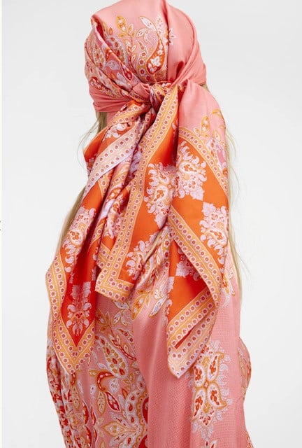 Gustav Silk Scarf Coral