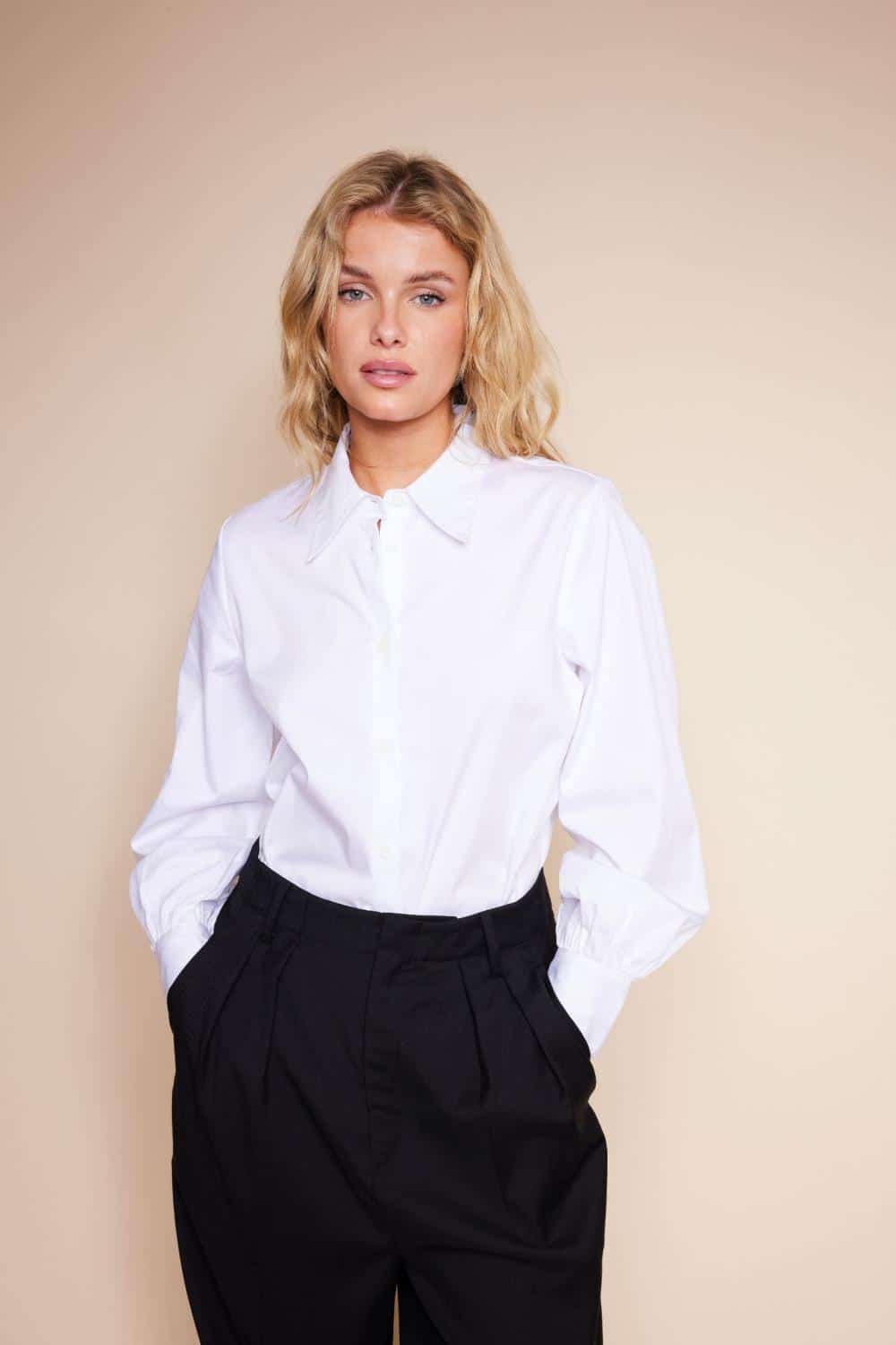 Line Of Oslo Gene Solid Blouse White