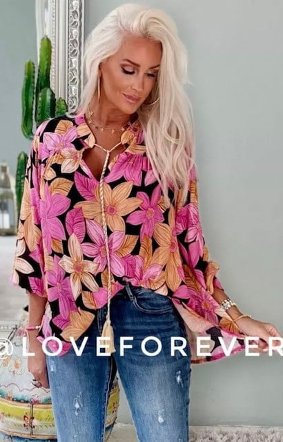 Love Forever Susanne Blouse Black Flower