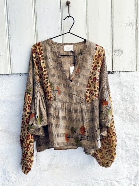 Sissel Edelbo Bibi Balloon Silk Top Oker