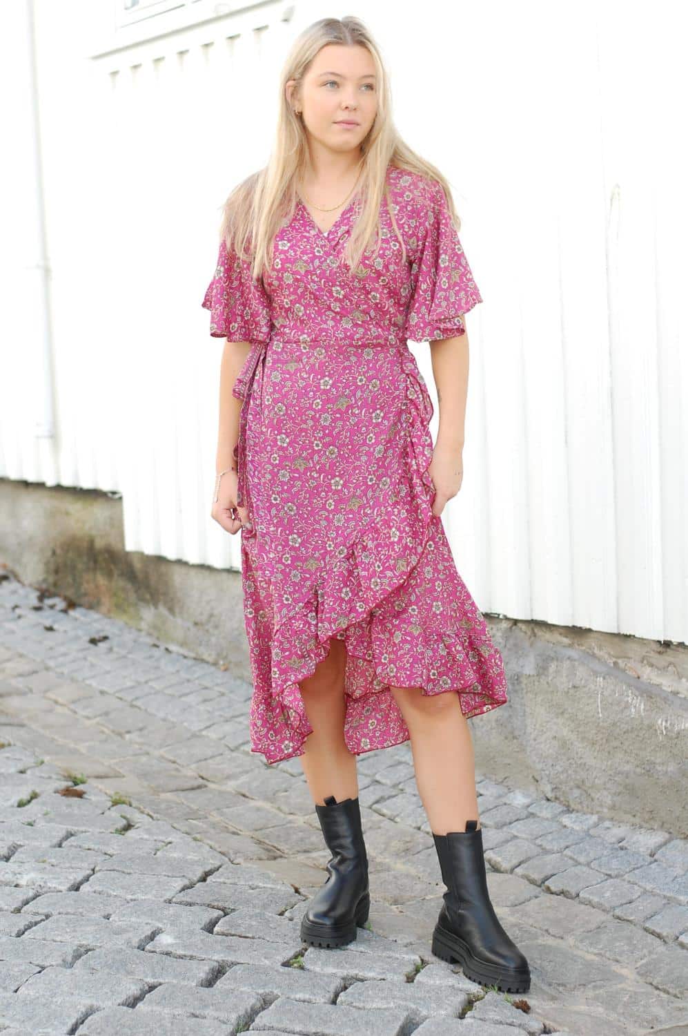 Sissel Edelbo Harriet Wrap Dress Pink Flower Villa Flamingo