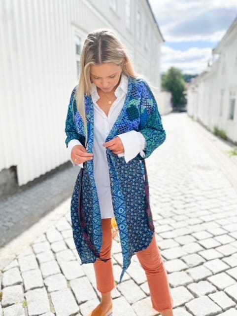 Sissel Edelbo Magnolia Long Kimono Blue Mix