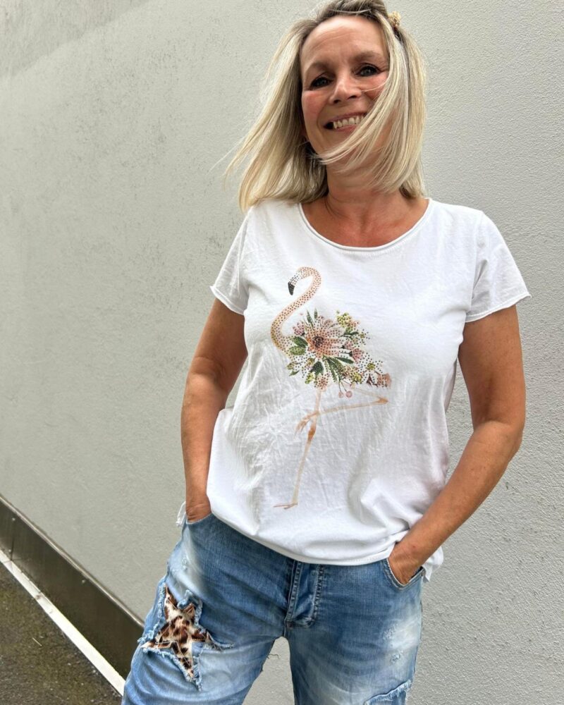 Marta Du Chateau Beige Flamingo T-Shirt