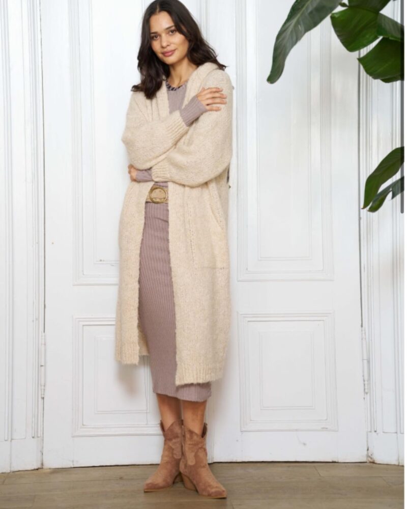 Marta Du Chateau Adalyn Knit Cardigan Beige