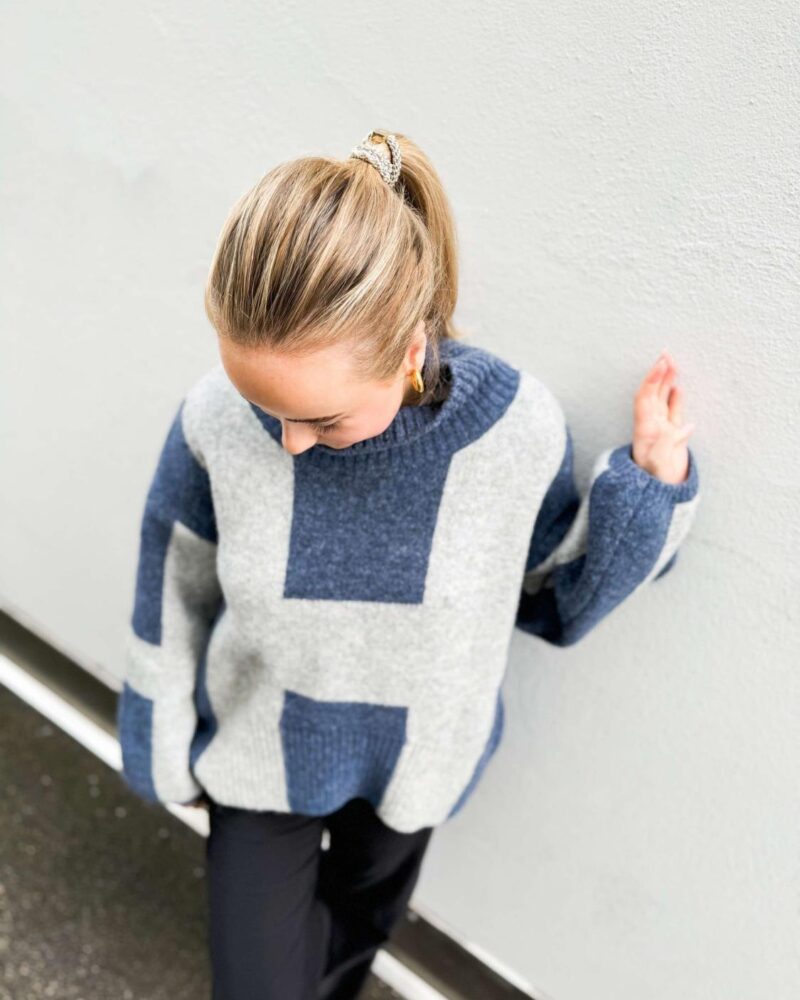 Hèst Isa Sweater Blue With Grey Melange