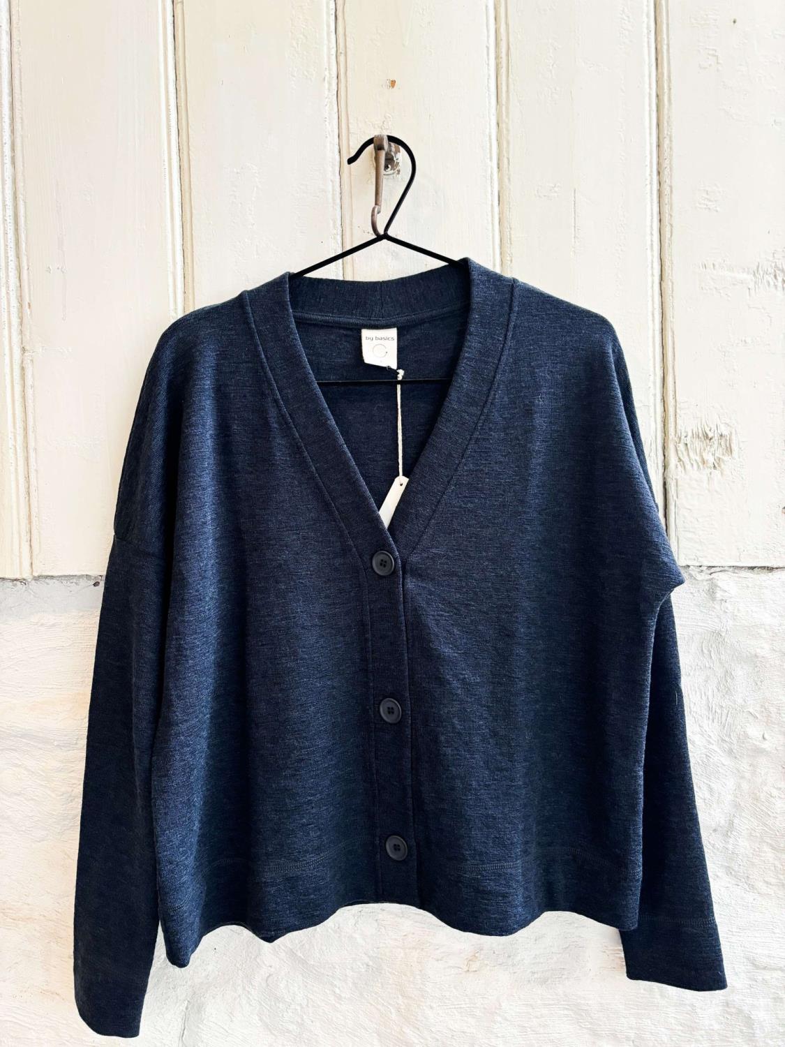 By Basics Box Cardigan Midnight Blue