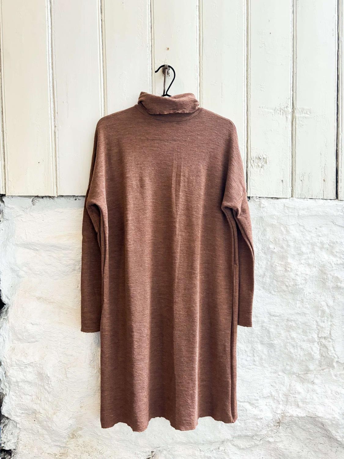 By Basics Dress Loose W/Roll Neck Camel Melange