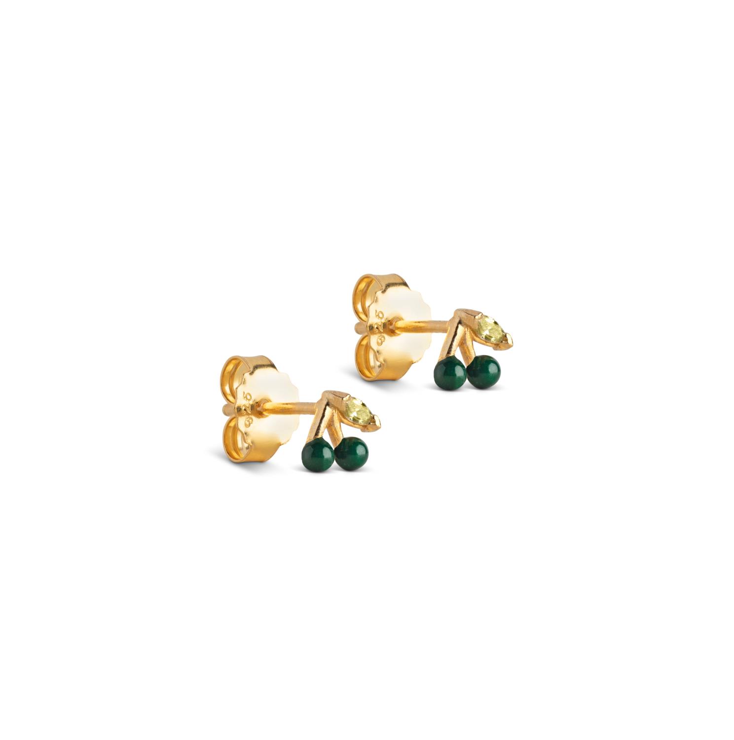 Enamel Cherry Stud Petrol Green