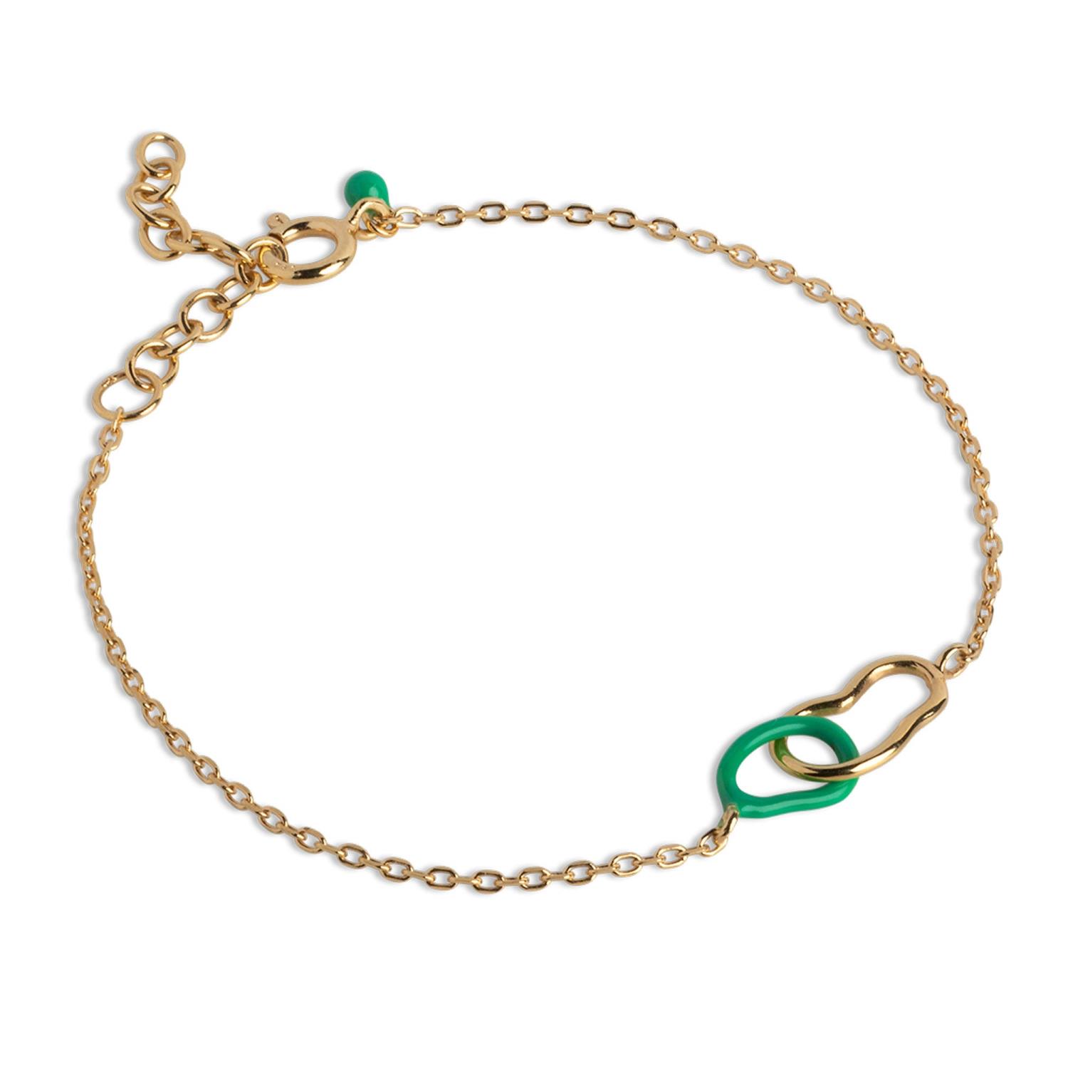 Enamel Organic Double Circle Bracelet Green