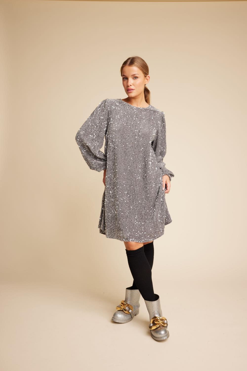 Line Of Oslo Luna Sequins Dress Grey