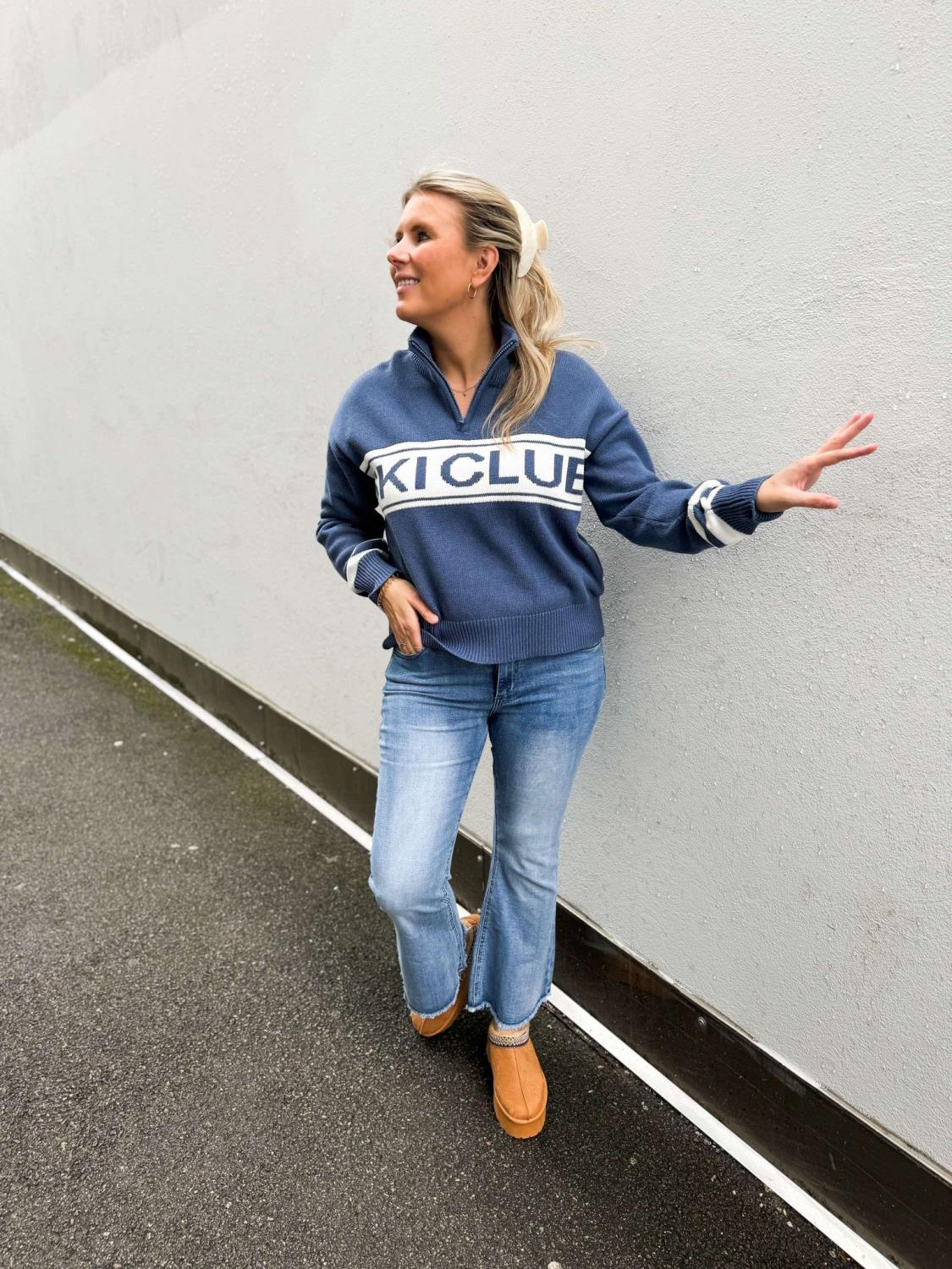 Noisy May Tina Half Zip Knit Blue