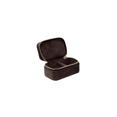 Dark Velvet Jewellery Box Micro Chocolate Brown