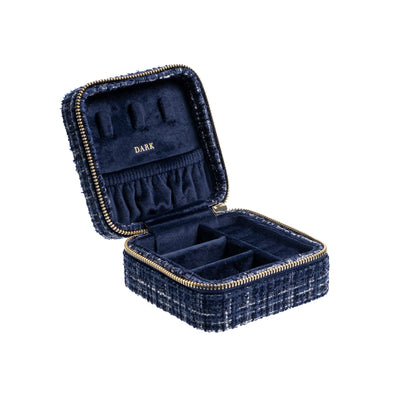 Dark Tweed Jewellery Box Mini Navy Blue