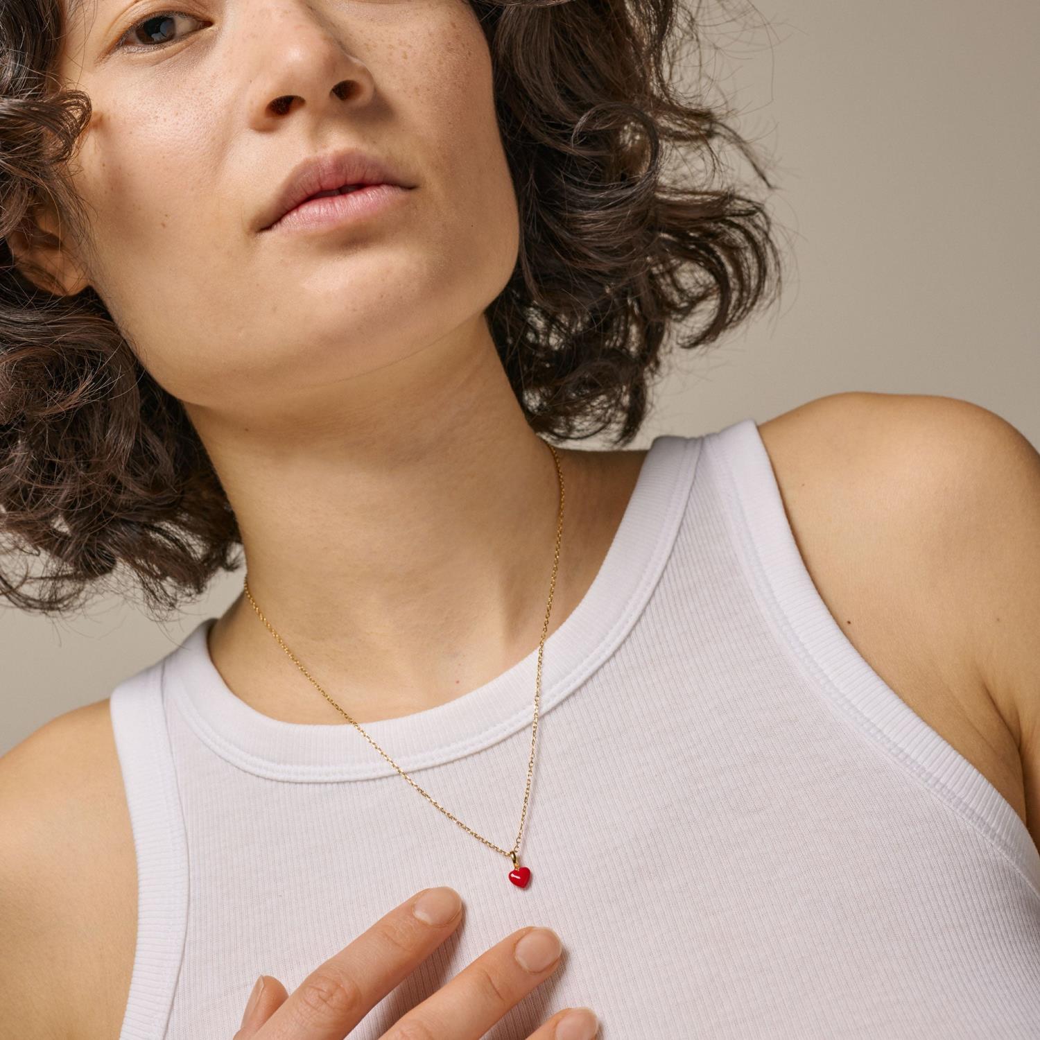 Enamel Amore Necklace Red