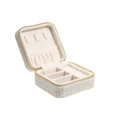 Dark Tweed Jewellery Box Mini Off White W/Gold