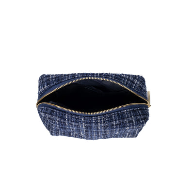 Dark Tweed Make-Up Pouch Small Navy Blue