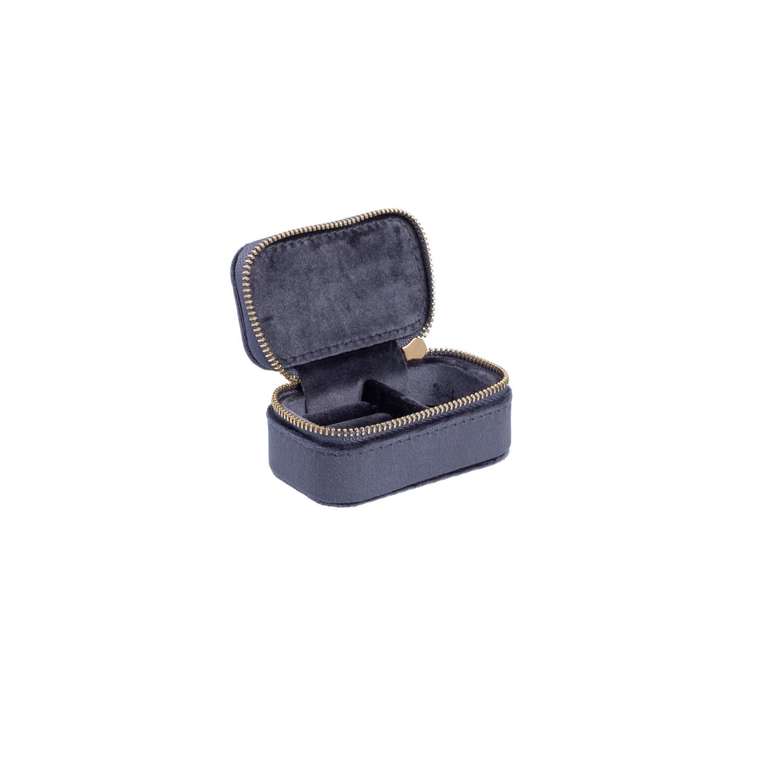 Dark Velvet Jewellery Box Micro Sparkled Steel Blue