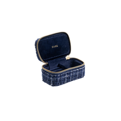 Dark Tweed jewellery Box Micro Navy Blue