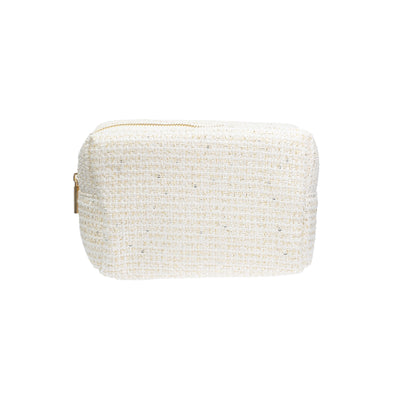 Dark Tweed Make-Up Pouch Small Off White W/ Gold