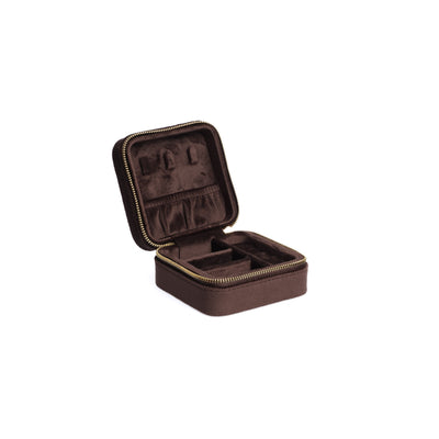 Dark Velvet Jewellery Box Mini Chocolate Brown