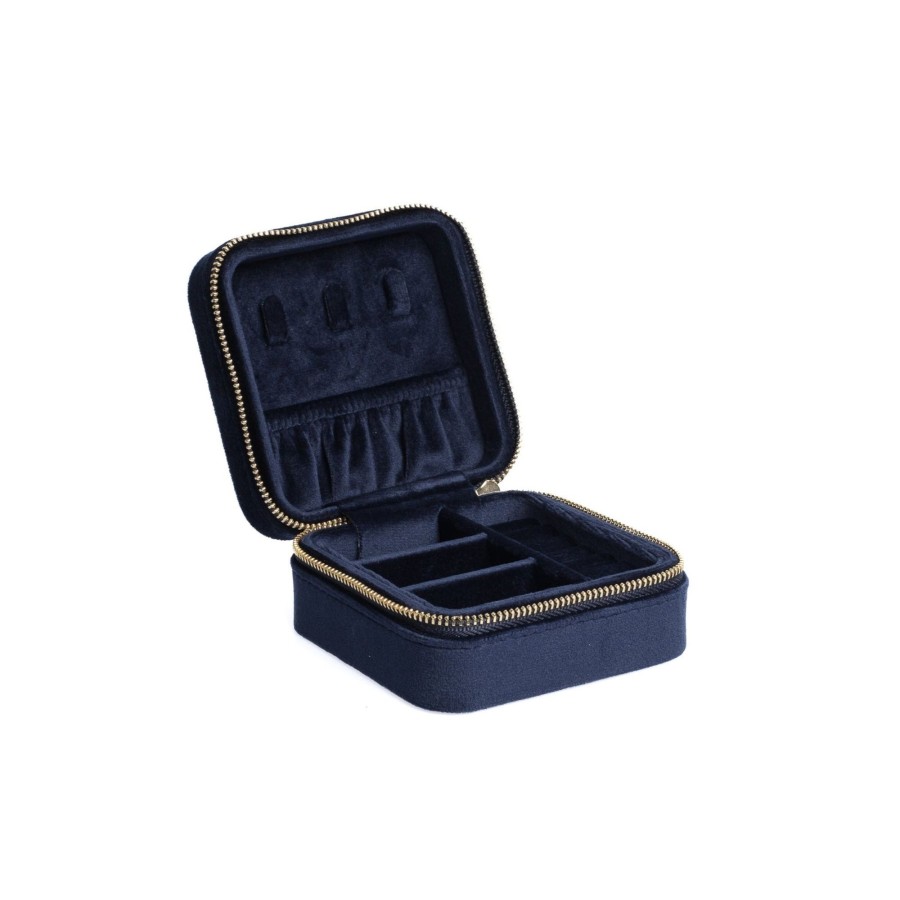 Dark Velvet Jewellery Box Mini Navy Blue