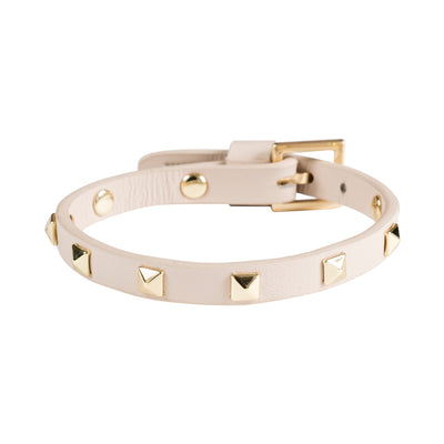 Dark Leather Stud Bracelet Mini Sand