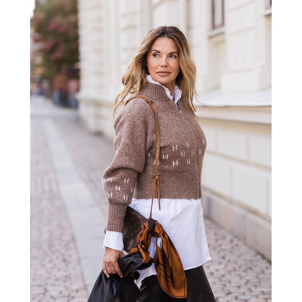 Hèst Martha Jacket Short Brown Melange With White