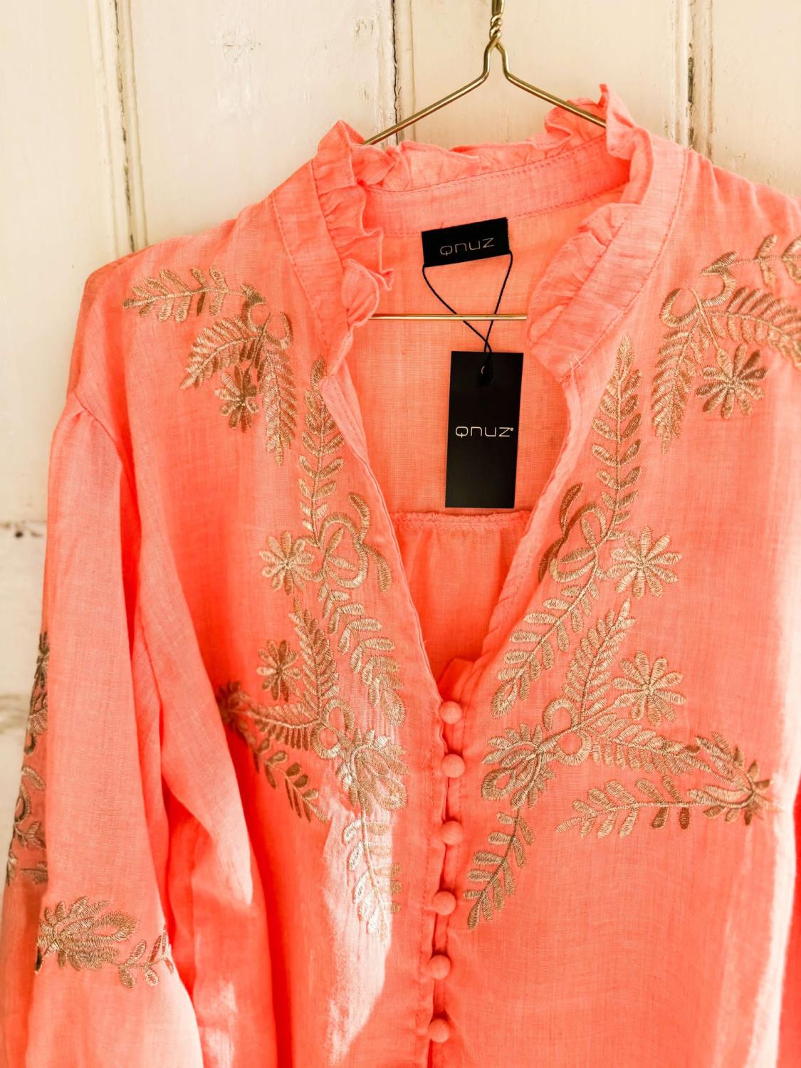Qnuz Signe Boheme Shirt With Embrodery Corall