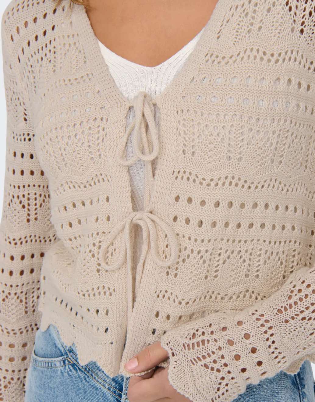 JDY Sun Tie Cardigan Beige