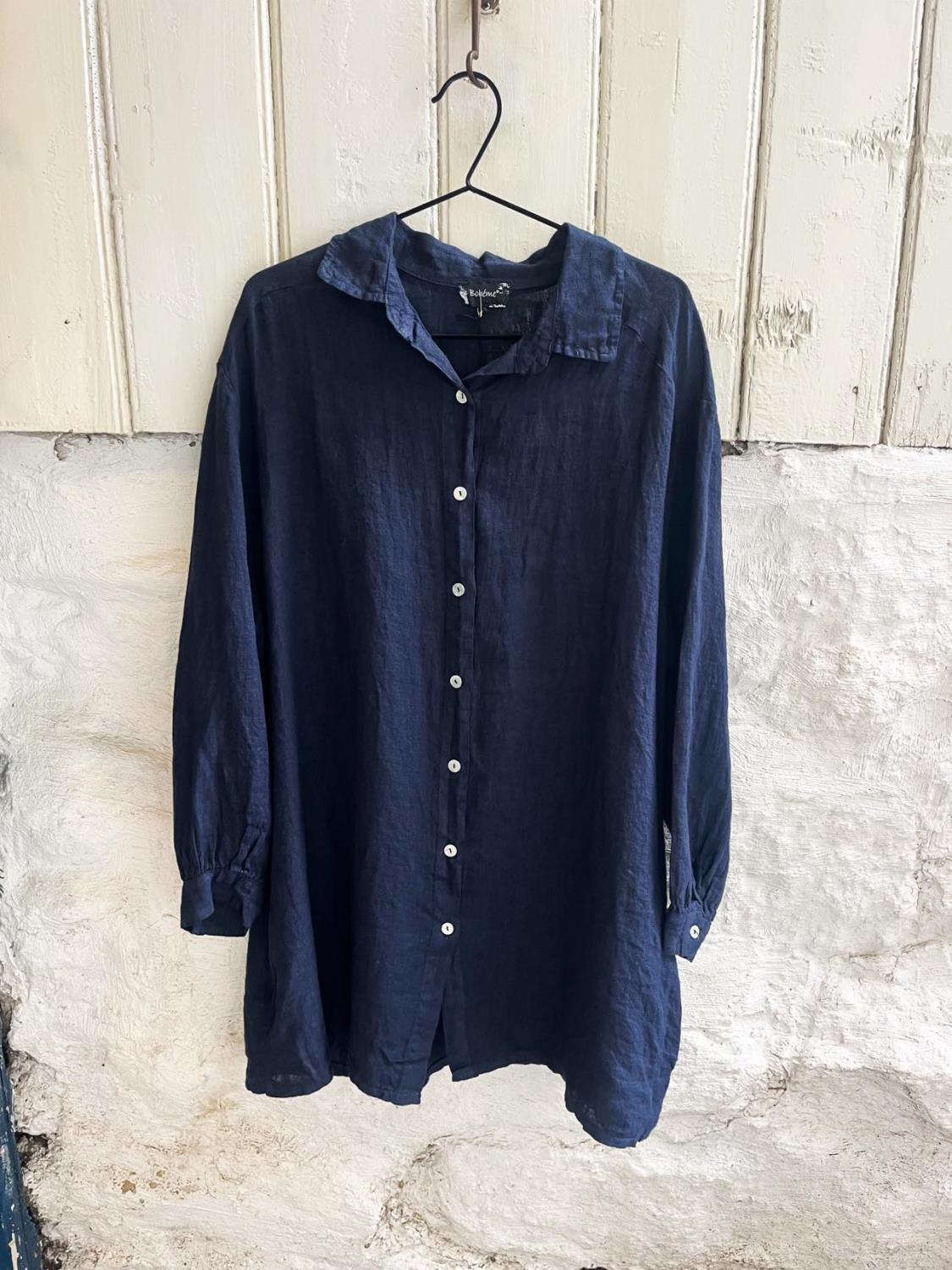 Boheme Linen Shirt Navy