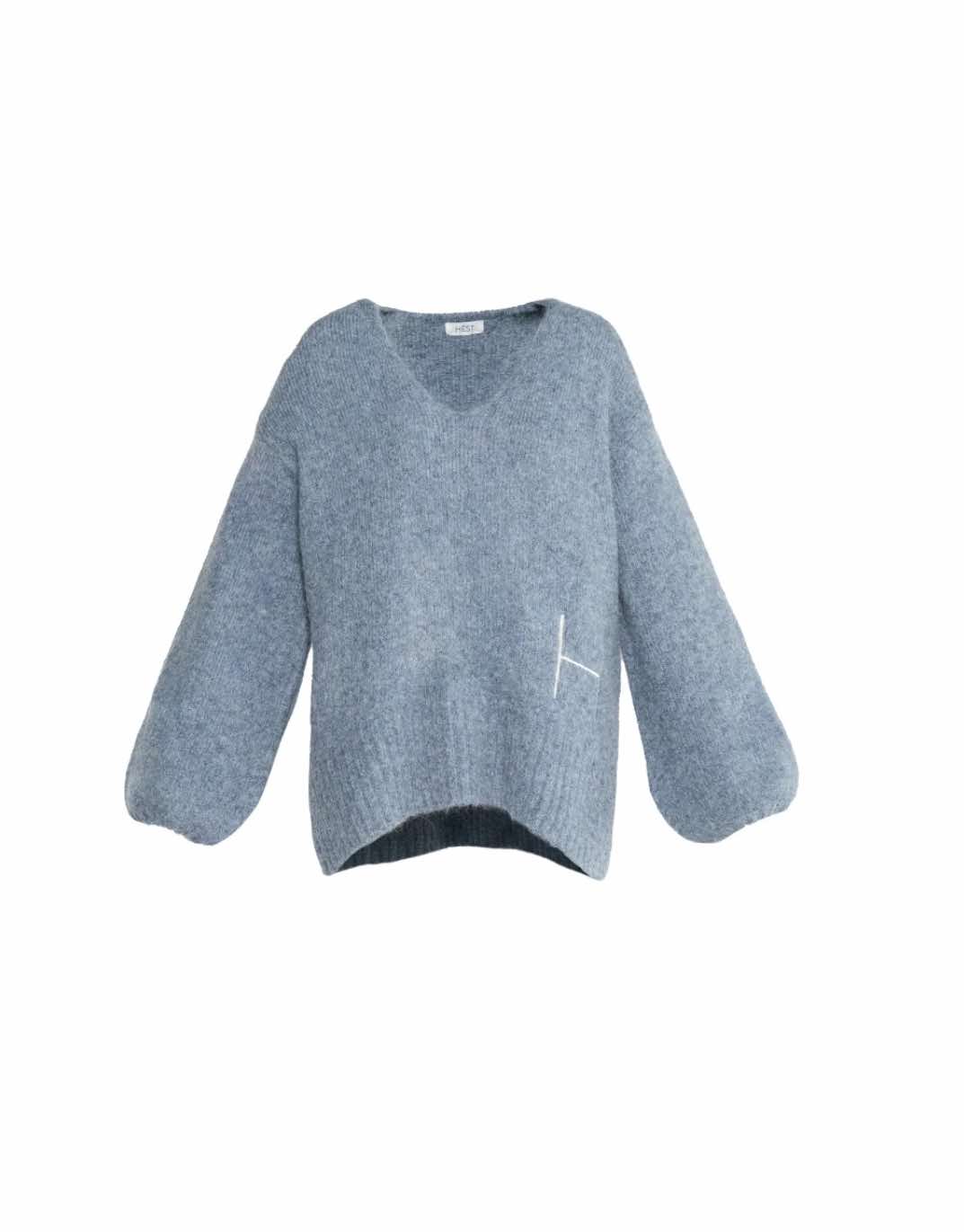 Hèst Sofie V-neck Sweater Faded Denim