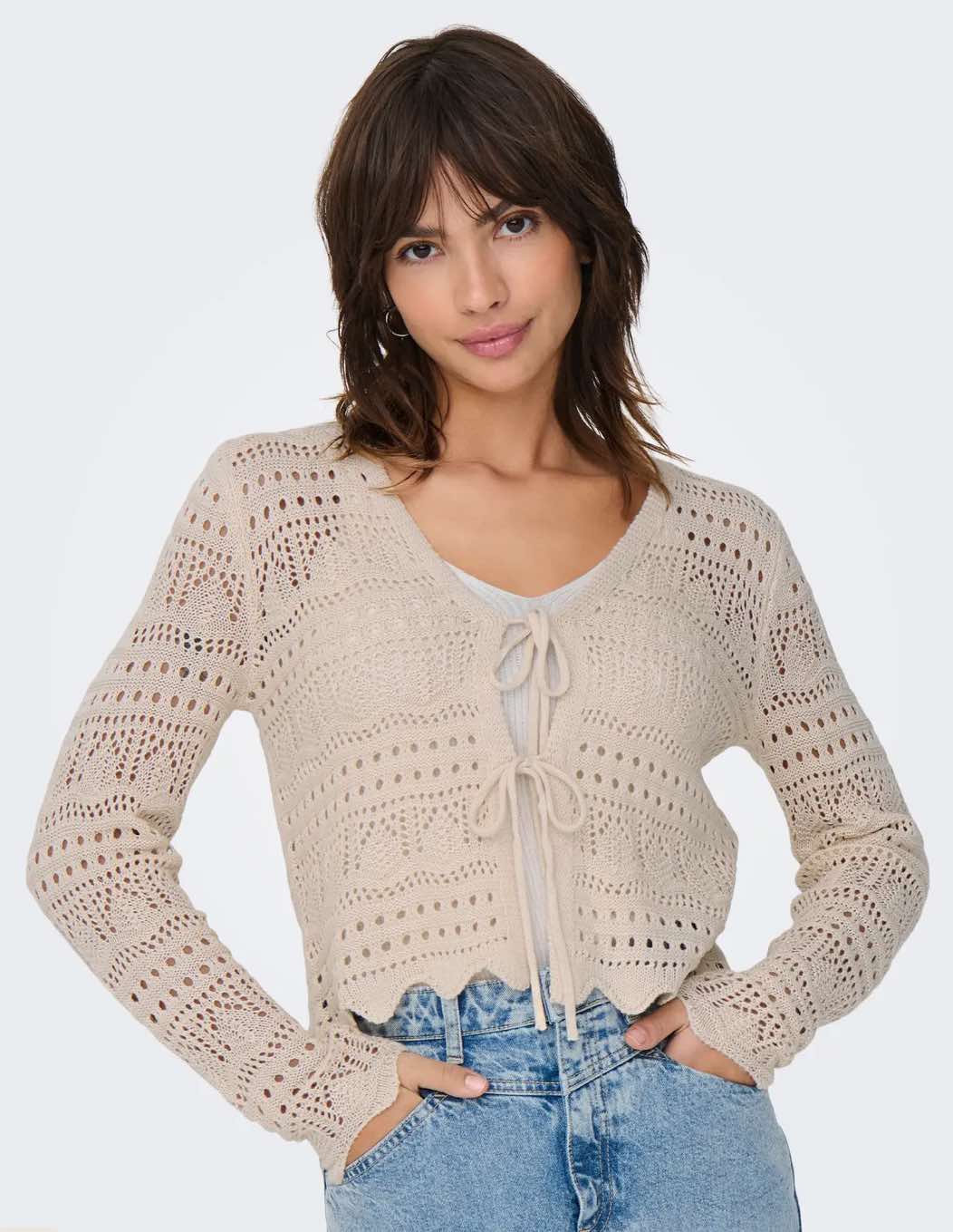 JDY Sun Tie Cardigan Beige
