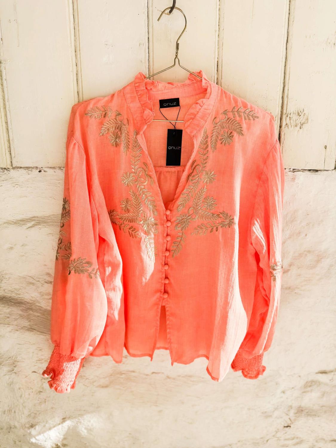 Qnuz Signe Boheme Shirt With Embrodery Corall