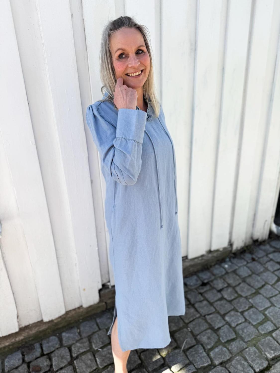 Hèst Sara Linen Dress Faded Denim