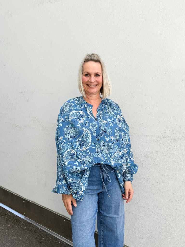 Linnea Oversize Blouse Blue Mix