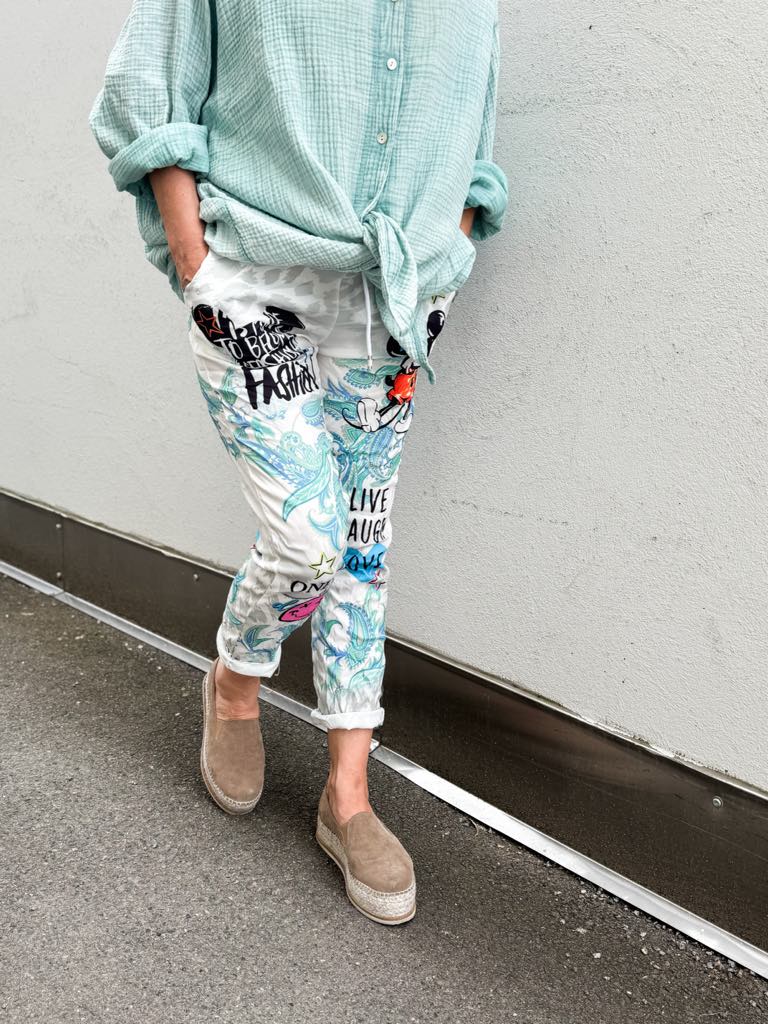 Mickey Mouse Pants White Mix