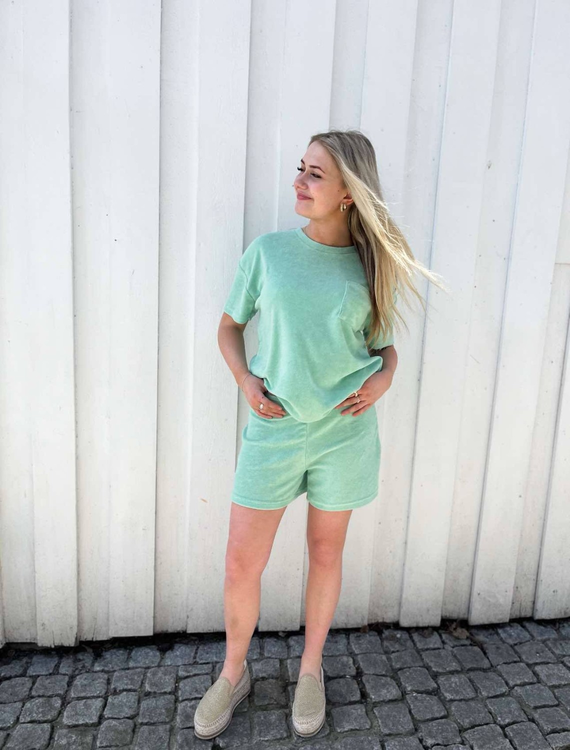 JDY Terry Shorts Green