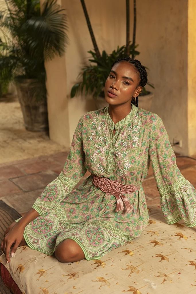 Miss June Helena Dress Pink/Green