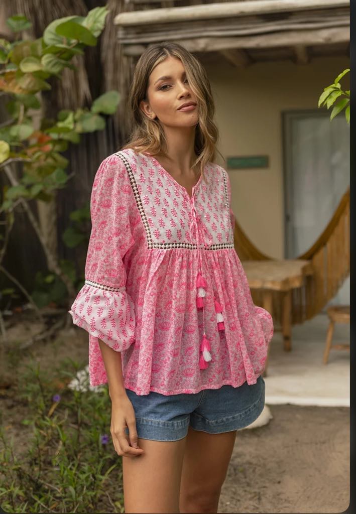 Miss June Long Sleeve Blouse Pink
