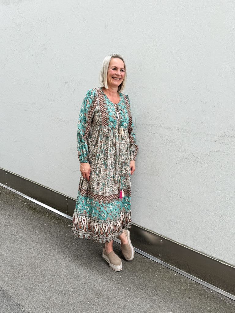 Susann Dress Turkis Flower