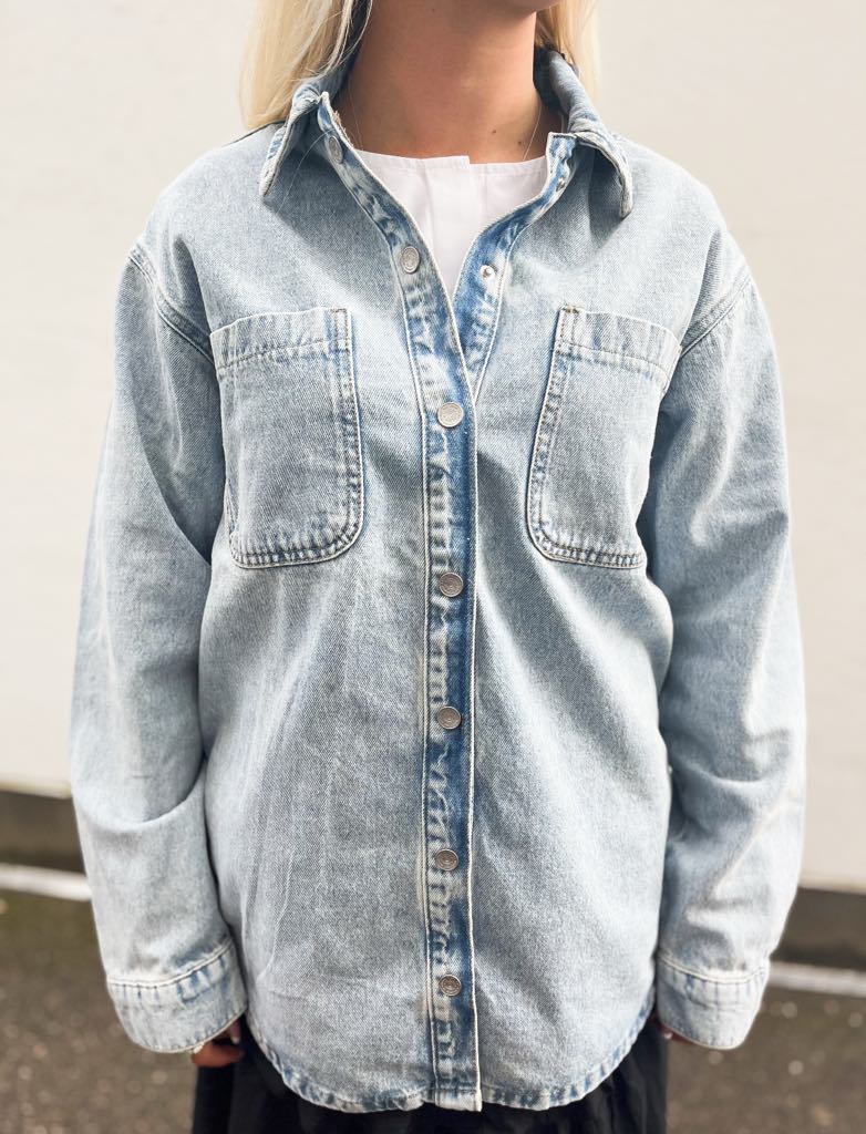 Noisy May Alva Denim Shacket Light Blue
