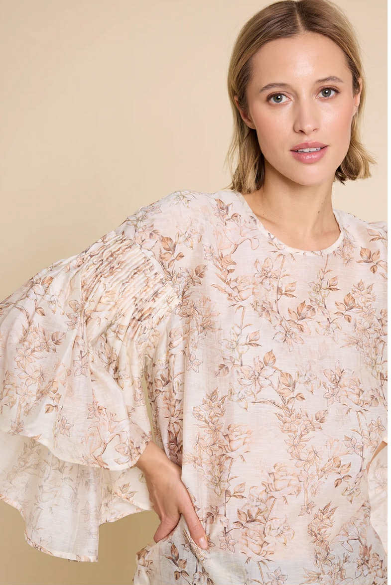 Line Of Oslo Sienna Flower Blouse Nude