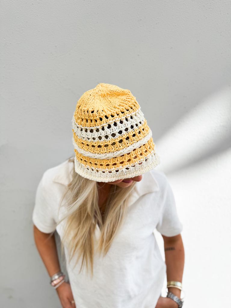 Sui Ava Bohemian Striped Hat Yellow